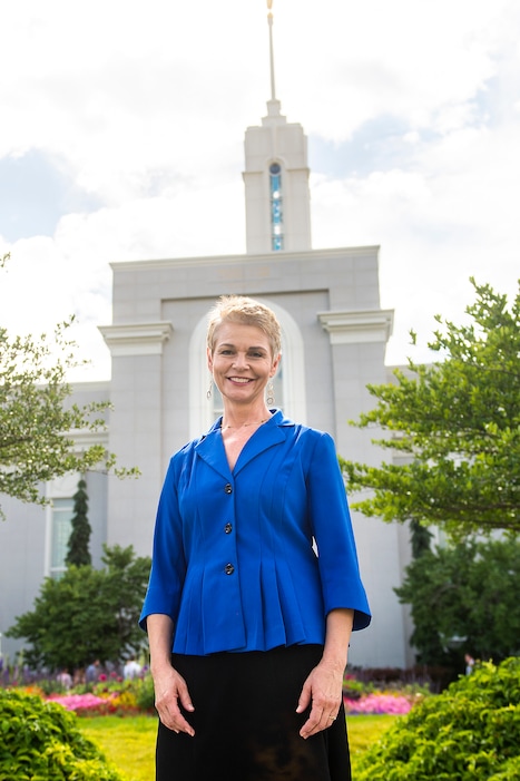 (Chris Detrick  |  Tribune file photo)
Mormon Women for Ethical Government founder Sharlee Mullins Glenn poses for a portrait outside of the Mount Timpanogos Utah Temple Thursday, July 20, 2017.