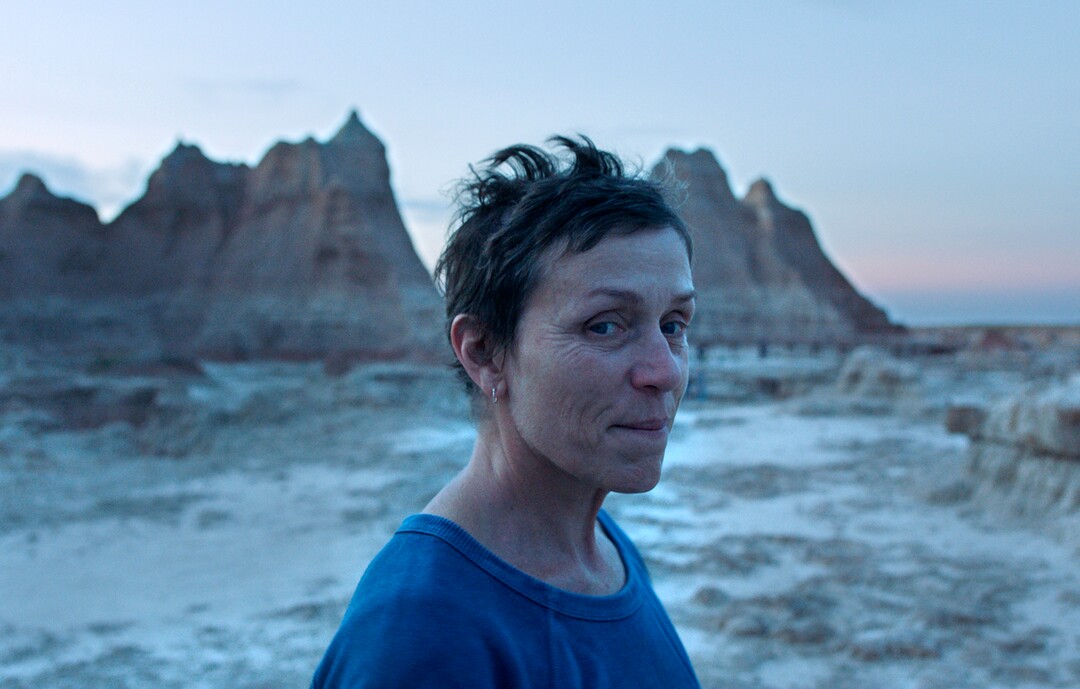 (Photo courtesy of Focus Features) Frances McDormand stars in "Nomadland" by Chloe Zhao. McDormand stars as a woman living rootlessly across the American West after the Great Recession.