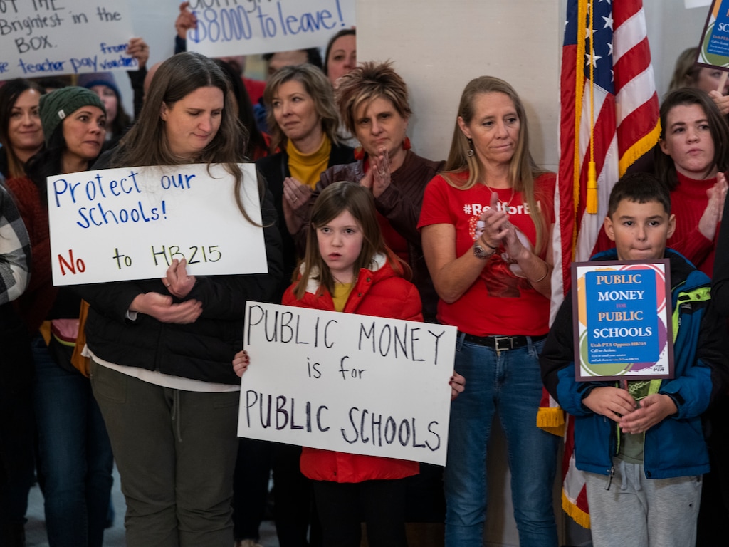 (Rick Egan | The Salt Lake Tribune)  Students and teachers gather for a public education rally at the Capitol, on Monday, Jan. 23, 2023.