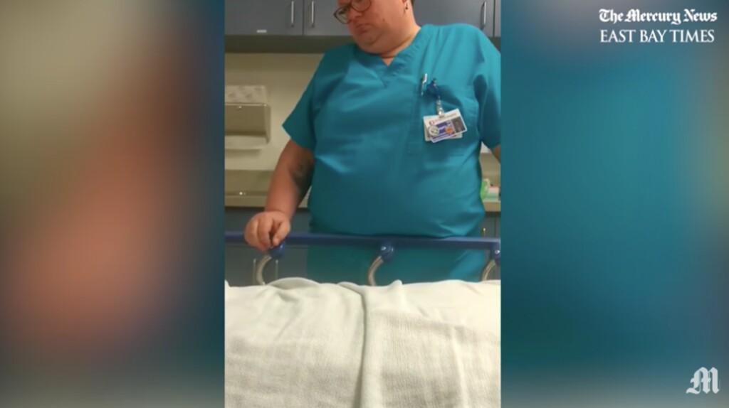 (The Mercury News | YouTube) Beth Keegstra, a contracted physician at El Camino Hospital in Los Gatos, was seen in a video last week arguing with 20-year-old Samuel Bardwell about whether he was ill or simply trying to get narcotic pain relievers.