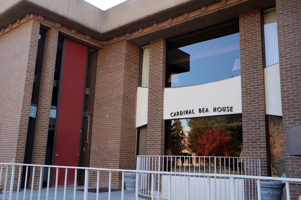 (Emily Schwing/Reveal via AP) This Oct. 22, 2018, photo shows the Cardinal Bea House on the campus of Gonzaga University in Spokane, Wash. Cardinal Bea House played host to at least 20 Jesuit priests accused of sexual abuse.