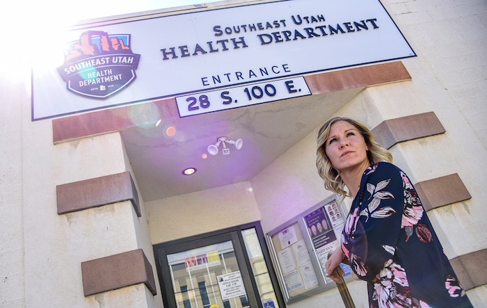 (Francisco Kjolseth | The Salt Lake Tribune) Trying to treat her postpartum depression in 2007, Savannah Eley borrowed a Percocet pill from her then-husband and soon became addicted. It took hold of her for 10 years but compassion and support by two officers turned her life around. Now two and half years clean, Eley works as a peer support specialist at the Southeast Utah Health Department in Price.
