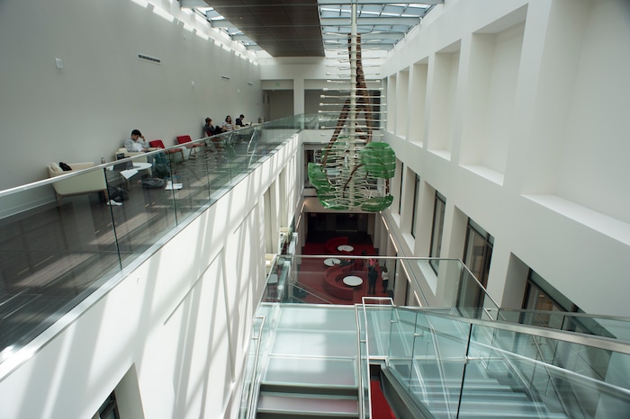 (Rick Egan  |  The Salt Lake Tribune)     Students study at the new Gary and Ann Crocker Science Center on Presidents Circle, at the University of Utah, Thursday, April 19, 2018.


