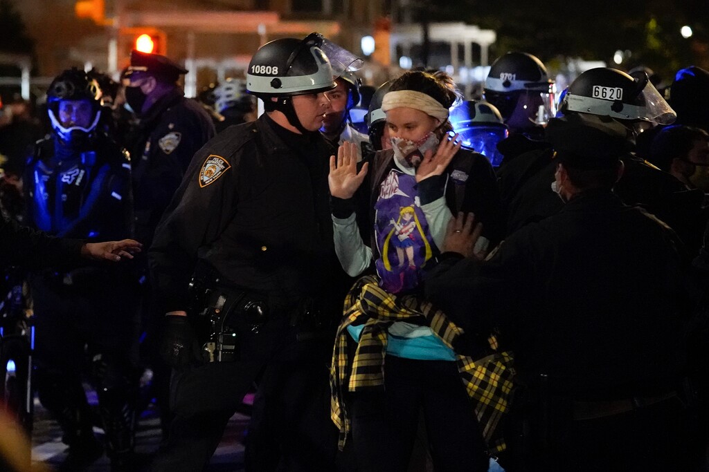 (Seth Wenig | AP photo)

New York Police officers accost demonstrators in the West Village, Wednesday, Nov. 4, 2020, in New York.