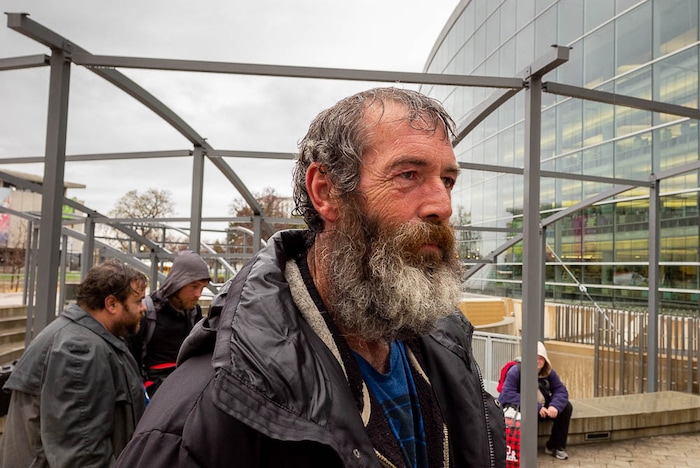 (Trent Nelson | The Salt Lake Tribune)  
Chris Coons outside Salt Lake City's Main Library, where he participates in a tai chi class for homeless people, on Wednesday April 3, 2019.