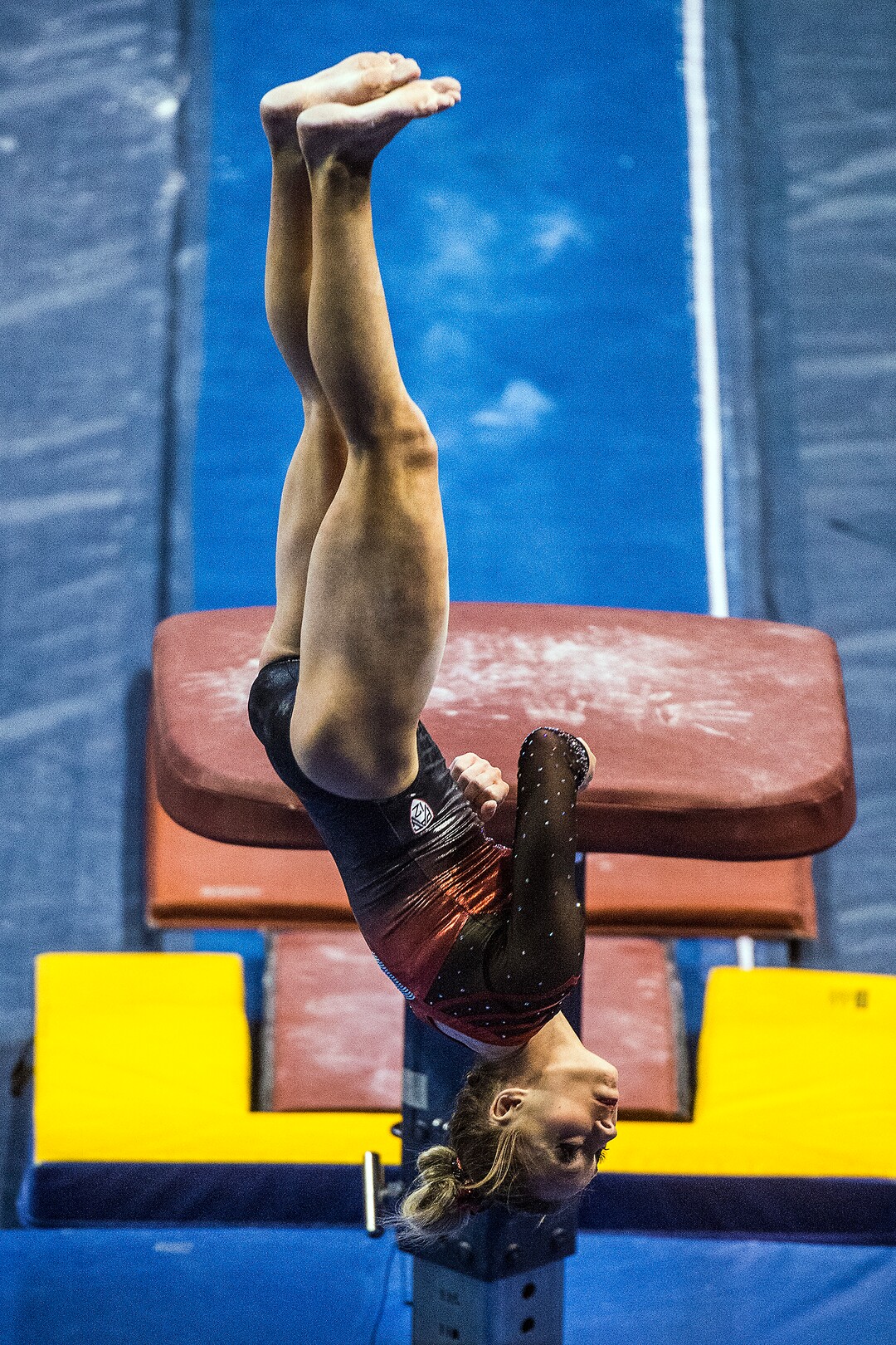 Chris Detrick  |  The Salt Lake TribuneUtah's Mykayla Skinner competes on the vault during the gymnastics meet against Brigham Young University at the Marriott Center Friday January 13, 2017. 