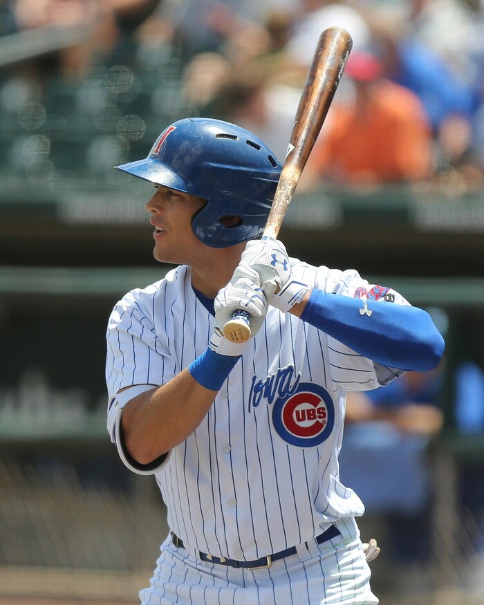 Dylan Heuer  |  CourtesyFormer BYU athlete Jacob Hannemann in action for the Iowa Cubs.
