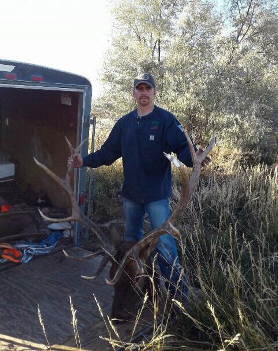 (Photo collected as evidence by the Utah Department of Wildlife Resources)  Kenneth Swenson Jr. shows the head and antlers of a bull elk he killed during a family poaching spree in fall 2016 in Duchesne, Uintah and Wasatch counties. He has pleaded guilty to a number of charges related to poaching and is serving a prison sentence for federal drug charges.