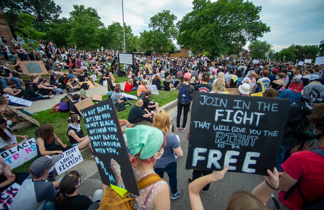 (Rick Egan  |  The Salt Lake Tribune) Protesters hold signs during a demonstration at the State Capitol in Salt Lake City on Thursday, June 4, 2020.