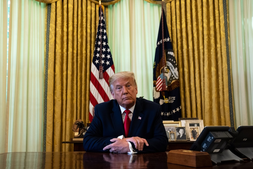 (Anna Moneymaker | New York Times file photo) President Donald Trump in the Oval Office of the White House on Aug. 28, 2020.