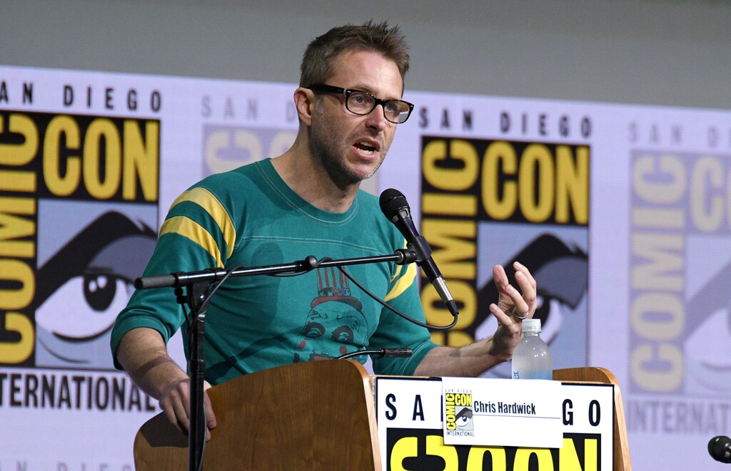 (Al Powers | Invision | The Associated Press) Chris Hardwick moderates the "Fear The Walking Dead" panel on day two of Comic-Con International on Friday, July 21, 2017, in San Diego.