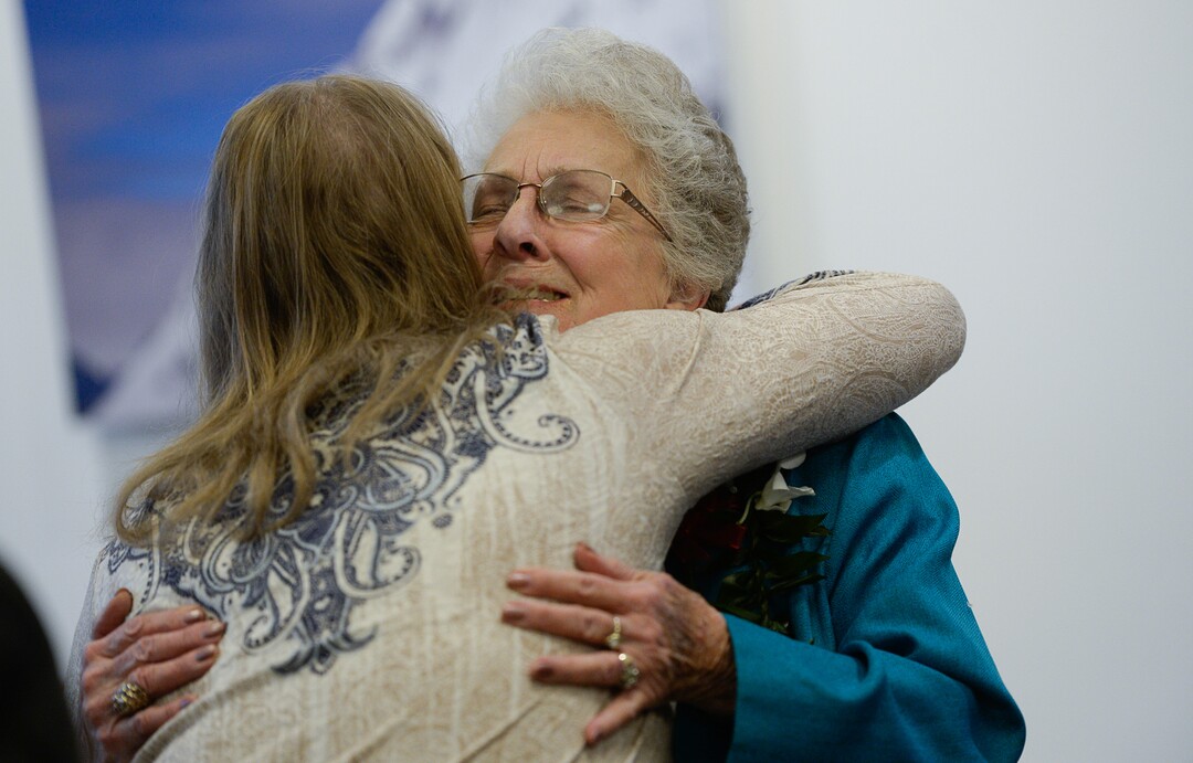 (Francisco Kjolseth  |  The Salt Lake Tribune)  As Midvale Mayor JoAnn Seghini heads into her retirement the city hosts a reception in her honor at Midvale City Hall on Thursday, Dec. 14, 2017.
