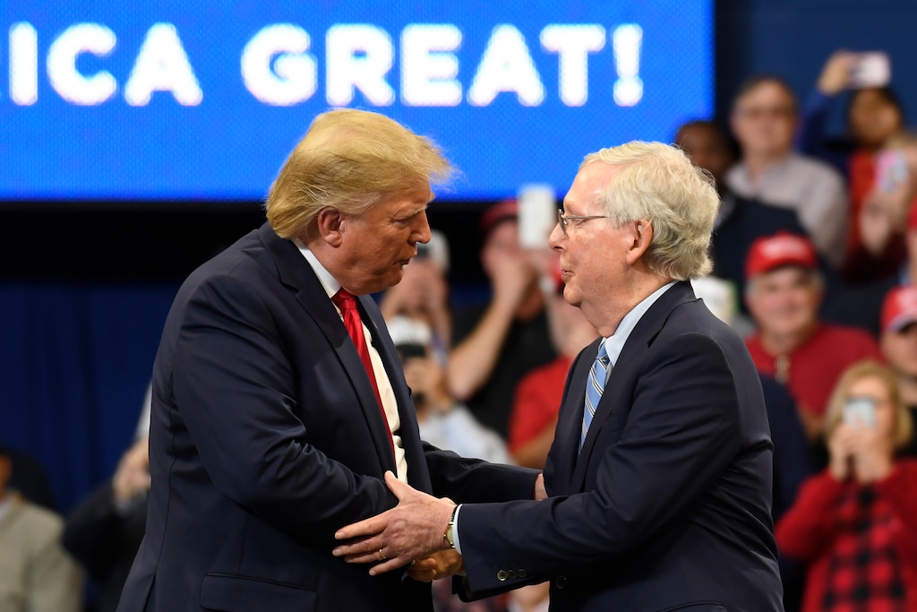 (Susan Walsh | AP file photo)

In this Nov. 4 photo, President Donald Trump greets Senate Majority Leader Mitch McConnell of Ky., on stage during a campaign rally in Lexington, Ky.