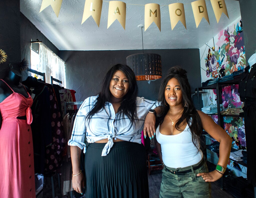 (Rick Egan  |  The Salt Lake Tribune) Angelique Gordon and her sister Jasmine Gordon, co-own A 'La  Mode, a women's clothing business on 900 South in Salt Lake City, Friday, June 12, 2020. Jasmine Gordon says it's time for difficult conversations with friends and family about the Black Lives Matter movement.