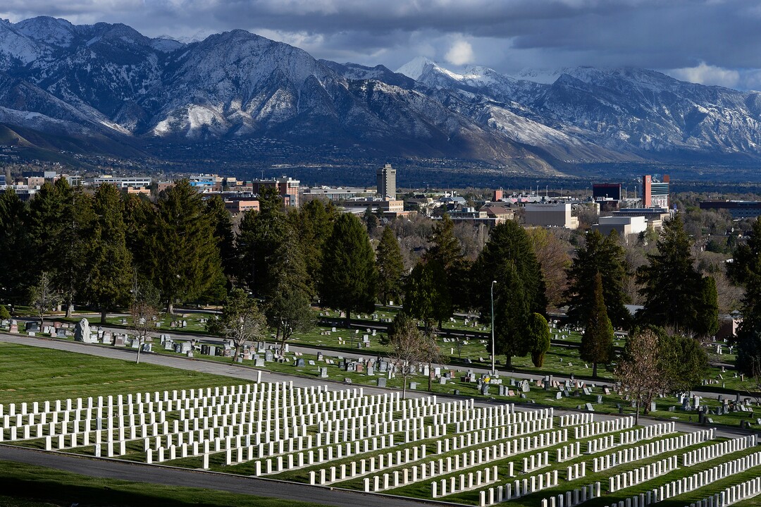 (Scott Sommerdorf | The Salt Lake Tribune)The Salt Lake City Cemetery, Friday, April 13, 2018. The cemetery is historic, beloved by relatives, neighbors, nature and recreation lovers -- and needs about $27 million in repairs, improvements and financial aid. The city is reviewing a master plan to make fixes and improvements. 