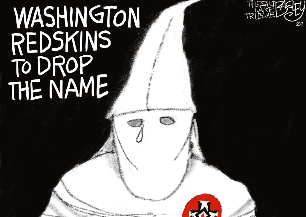 (Pat Bagley | The Salt Lake Tribune)  This cartoon, titled "Game Name Change," appears in The Salt Lake Tribune on Tuesday, July 14, 2020.
