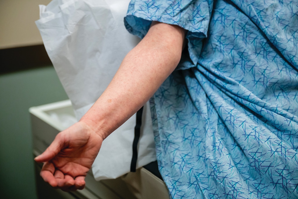A 50-year-old measles patient in Seminole, Texas, on Feb. 24, 2025. (Desiree Rios/The New York Times)