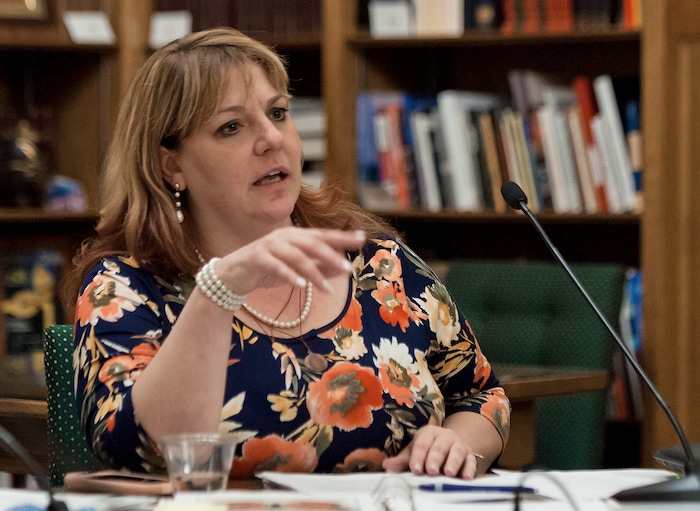 (Michael Mangum  |  Special to the Tribune)  SLC Community Relations Director Jennifer Seelig speaks during a meeting of the Salt Lake City Human Rights Commission at City Hall in Salt Lake City on Thursday, November 30, 2017.
