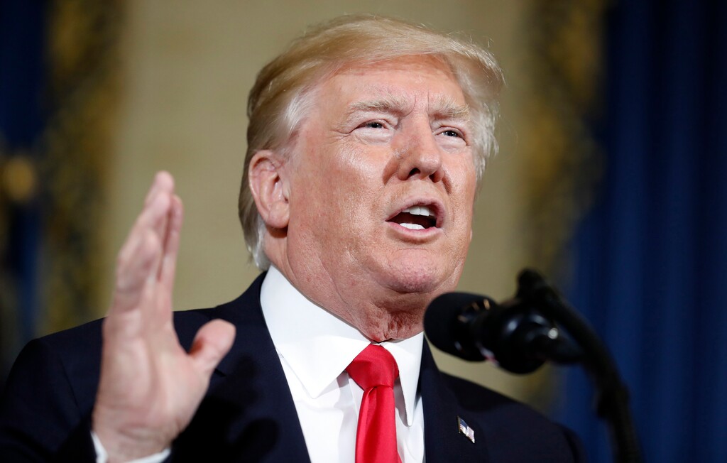 FILE - In this July 24, 2017, file photo, President Donald Trump speaks about healthcare in the Blue Room of the White House in Washington. California and the Trump administration will square off at a key federal court hearing in Oakland to help a judge decide whether to block new rules allowing more employers to opt out of birth control coverage for women. U.S. District Court Judge Haywood Gilliam is not expected to immediately issue a ruling at the hearing Tuesday, Dec. 12. (AP Photo/Alex Brandon, File)