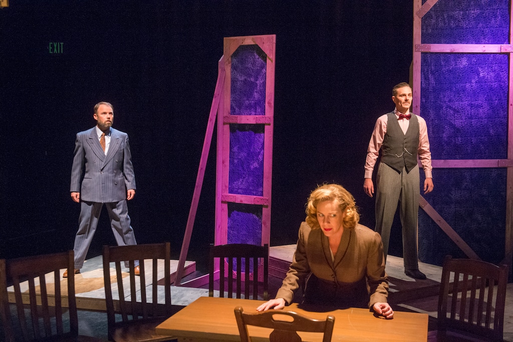 (Rick Egan  |  The Salt Lake Tribune) Daniel Beecher, from left, Robert Scott Smith, Daniel Beecher and Christy Summerhays, foreground, perform in Eric Samuelson's "The Ice Front," a new play (based on a real story) about a company of actors in Norway forced to perform a play under Nazi occupation.