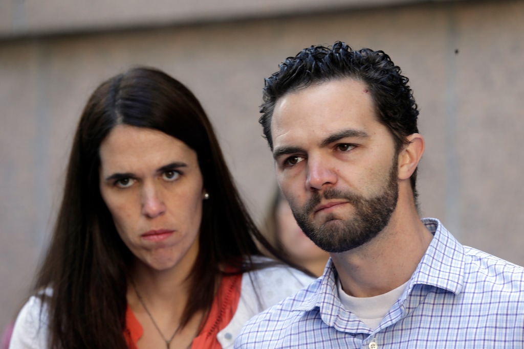(Nick Ut | The Associated Press) This March 31, 2016, file photo shows Rusty and Summer Page, foster parents of Lexi, a then-6-year-old girl with Native American ancestry, who was removed from their home, outside the California Court of Appeal in downtown Los Angeles. Lexi ultimately was placed with her father's extended family in Utah. A federal law that gives preference to Native American families in child welfare proceedings involving Native children is facing a significant legal challenge.