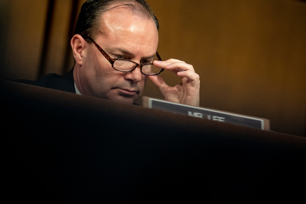 (Stefani Reynolds | The New York Times) Sen. Mike Lee, R-Utah, listens during a Senate Judiciary Committee business meeting on Capitol Hill in Washington on Thursday, Dec. 2, 2021.