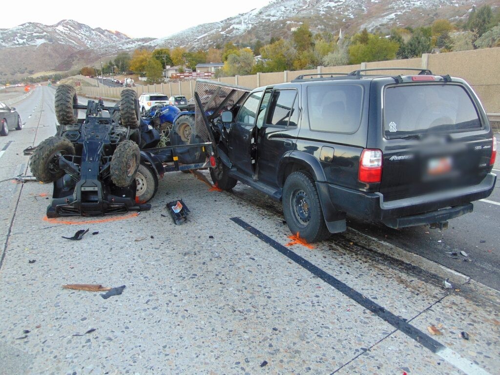 (Department of Public Safety) A man in his 20s was struck and killed when he stepped out of his car after a crash on Interstate 215.