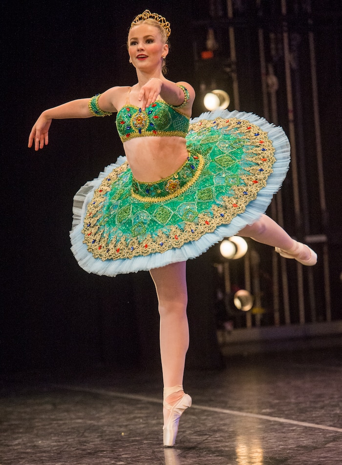 (Rick Egan  |  The Salt Lake Tribune)   Lauren Huntsman, 16, performs competes in the 2018 Youth America Grand Prix Regional Semi-Finals at the University of Utah Marriott Center for Dance, Saturday, Feb. 17, 2018.