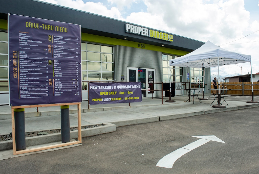 (Rick Egan | The Salt Lake Tribune) Proper Burger has a new takeout and curbside menu for it's customers, Saturday, March 21, 2020.