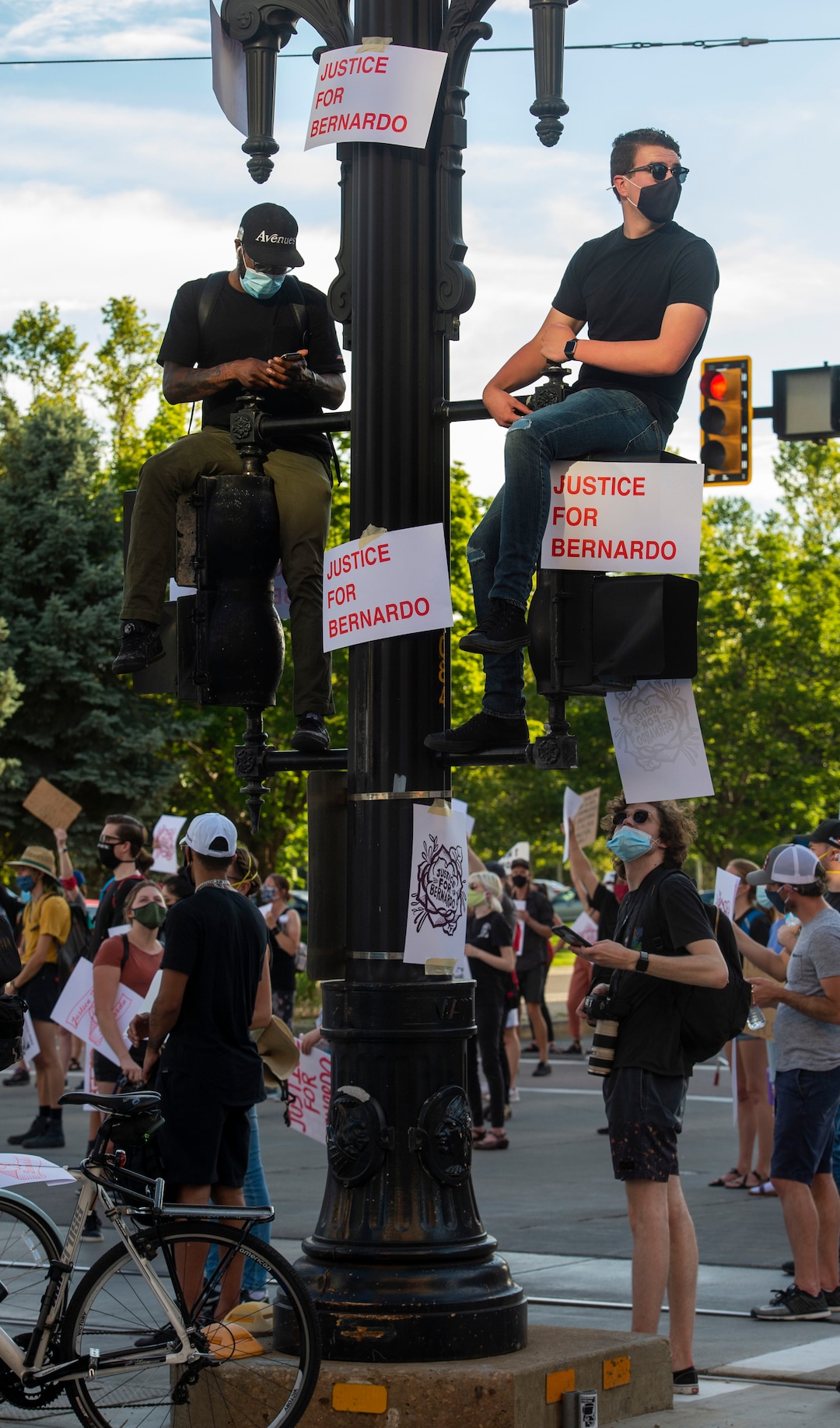 (Rick Egan  |  The Salt Lake Tribune)    Protesters occupy 400 South and Main,  during a Justice for Bernardo protest in Salt Lake City, on Wednesday, June 24, 2020.