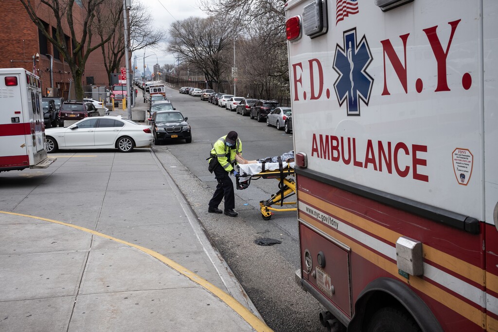 (Todd Heisler | The New York Times) A patient is brought to the Lincoln Medical Center in New York, March 30, 2020. The Centers for Disease Control and Prevention has compiled data on people who were hospitalized from the virus during March to get a clearer demographic picture of infected patients who have required the most serious medical care.