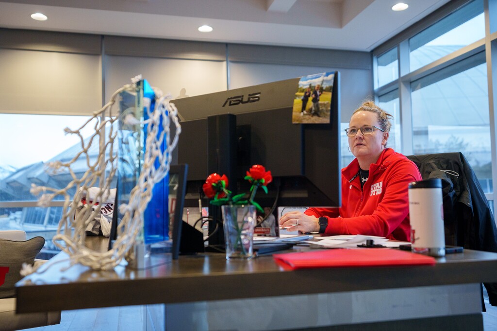 (Trent Nelson  |  The Salt Lake Tribune) Lynne Roberts, University of Utah women's basketball coach, in her Salt Lake City office on Wednesday, March 15, 2023.