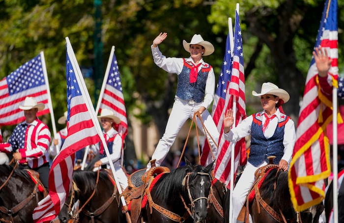 (Francisco Kjolseth | The Salt Lake Tribune) People participate in the Days of ’47 Parade in Salt Lake City on Saturday, July 23, 2022.