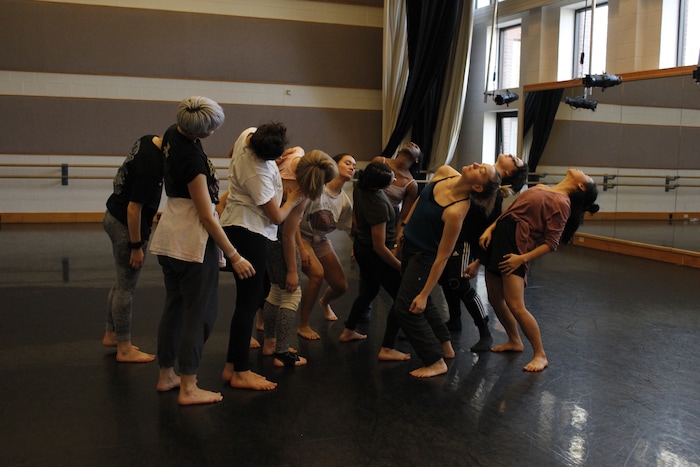 (Courtesy Molly Powers) Students at the University of Utah rehearse "in the shelter of the fold," an intimate new work by award-winning choreographer and director Doug Varone that explores the questioning inherent in faith. Doug Varone and Dancers, with Ririe-Woodbury Dance company and the U.’s School of Dance, will perform on campus Feb. 23-24.
