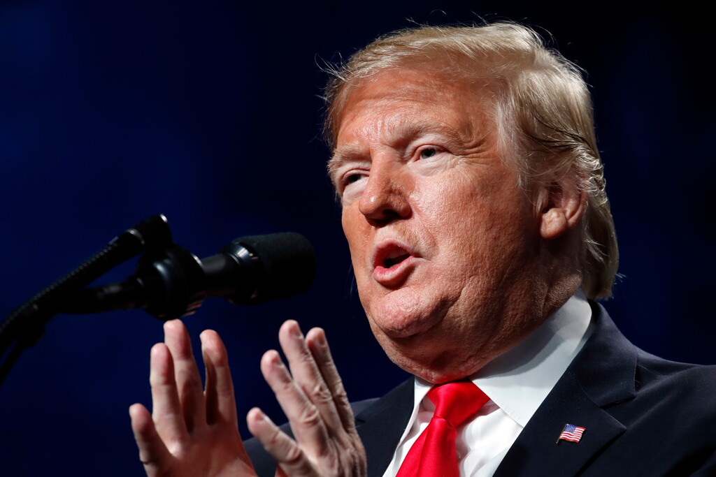 (Jacquelyn Martin | The Associated Press) President Donald Trump speaks at the American Farm Bureau Federation's 100th Annual Convention, Monday Jan. 14, 2019, in New Orleans.