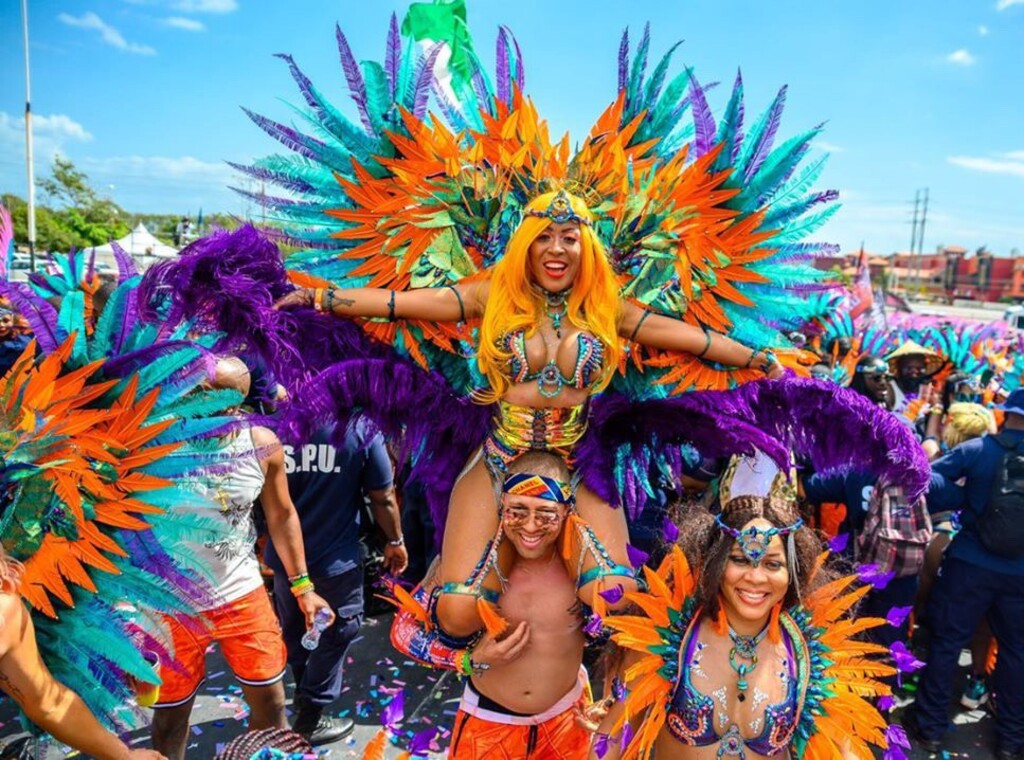 (Keegan Callender) Calyann Barnett, center, celebrates her Trinidadian roots with showstopping Carnival costumes. As she told The Tribune: "God knows I love to dance in the streets." Costume credit: Solange Govia.