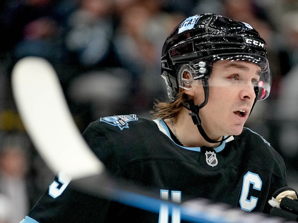 (Francisco Kjolseth  | The Salt Lake Tribune) Utah Hockey Club center Clayton Keller (9) during an NHL hockey game at the Delta Center in Salt Lake City on Friday, Jan. 31, 2025.