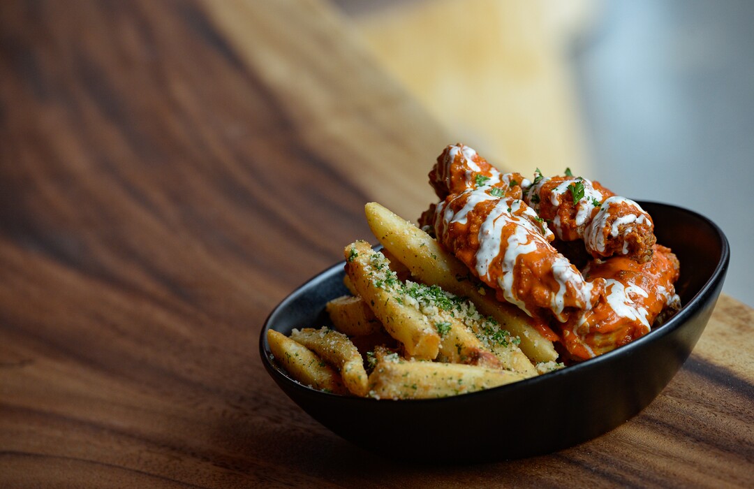 (Francisco Kjolseth  |  The Salt Lake Tribune)  The Buff Chix are on the menu at SkinnyFATS,  inside The Gateway's new food hall.