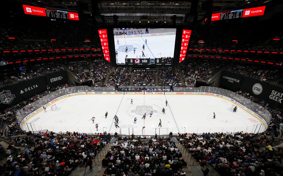 (Bethany Baker  |  The Salt Lake Tribune) Utah Hockey Club faces the Colorado Avalanche at the Delta Center in Salt Lake City on Thursday, Oct. 24, 2024.