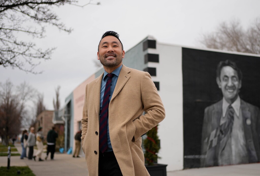 (Francisco Kjolseth | The Salt Lake Tribune) Salt Lake City Council member Darin Mano, who is stepping away after six years, talks about his time in office while walking along 900 South on Tuesday, Dec. 23, 2025.