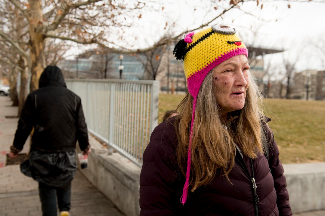 (Jeremy Harmon  |  The Salt Lake Tribune) Whie at the downtown library on Thursday, January 9, 2020, Rina Sommer-Bowen talks about her experience with the Take Shelter Coalition demonstration on earlier in the week. She thinks activists have helped the homeless community but doesn't think activists standing up to police on Saturday was the right approach.