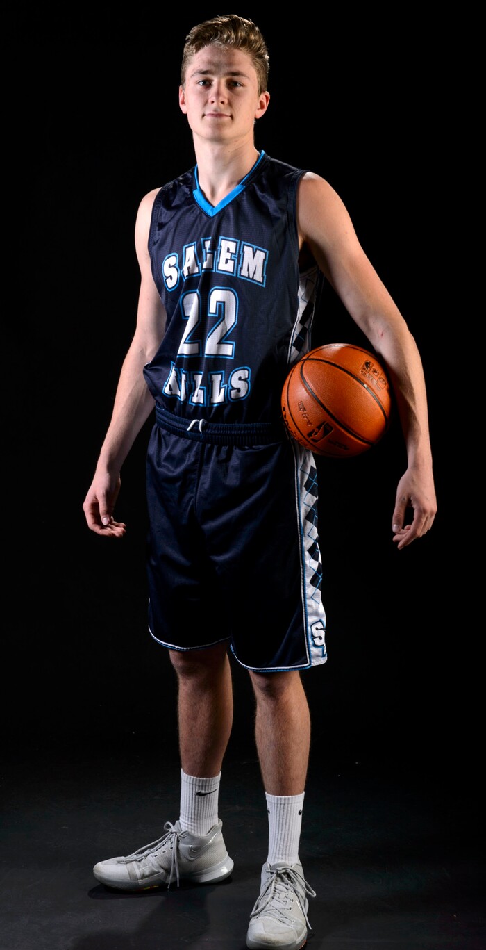 (Steve Griffin  |  The Salt Lake Tribune)  Prep basketball James Nelson, Salem Hills, in the Salt Lake Tribune studio in Salt Lake City Tuesday April 10, 2018.