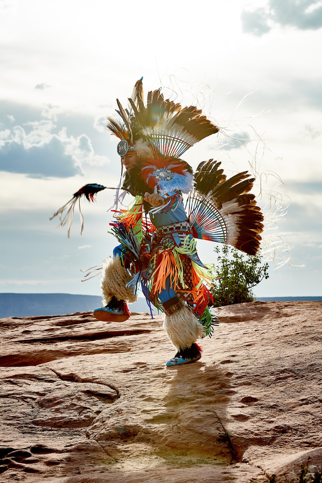 (Image courtesy Parfums Christian Dior) 
Dancer Canku One Star, a member of the Rosebud Sioux tribe, performs in a commercial for Christian Dior's men's fragrance Sauvage, filmed in southeast Utah.