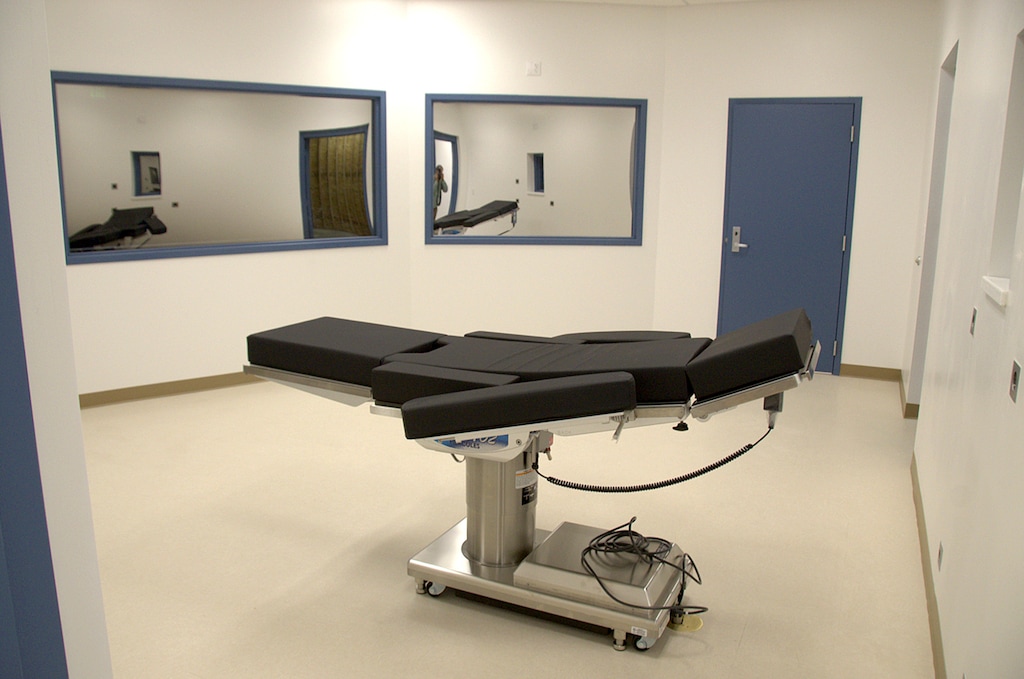(Nevada Department of Corrections | The Associated Press) This Nov. 10, 2016, file photo released by the Nevada Department of Corrections shows the newly completed execution chamber at Ely State Prison in Ely, Nev. Nevada wants the state Supreme Court to overrule a judge’s final-hours delay of the state’s first execution in 12 years over a drug company’s bid to block the use of its product. The appeal filed Wednesday, July 25, 2018, comes two weeks after twice-convicted killer Scott Raymond Dozier's execution was postponed for a second time.