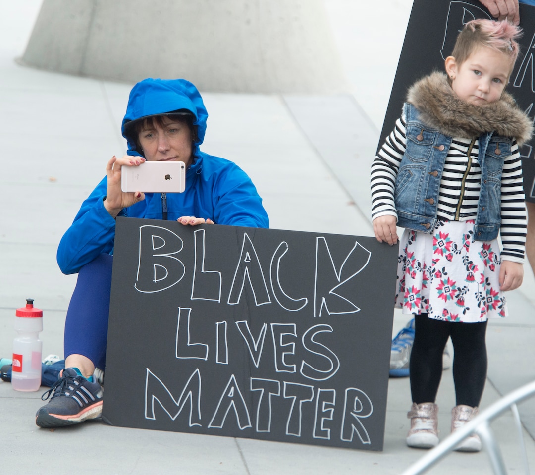 (Rick Egan  |  The Salt Lake Tribune)  Protesters gather for a Black Lives Matter protest against police brutality. The protesters are calling for the release of body camera footage of an officer fatally shooting 50-year-old Patrick Harmon at the Salt Lake City Public Safety Building, Saturday, September 30, 2017.