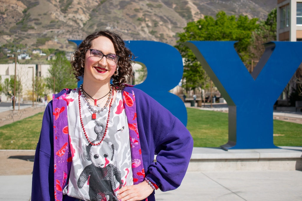 (Gavin Olson  |  The Signpost) April Flowers says she delayed enrolling at Brigham Young University this spring, because of a dispute with the school's Honor Code Office about whether she, as a transgender female student, has to cut her hair to follow guidelines for men.