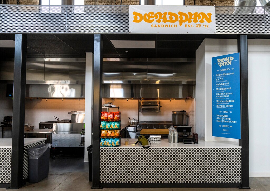 (Rick Egan | The Salt Lake Tribune) Deadpan Sandwich's stall in the Woodbine Food Hall in the Granary District, shown on Tuesday, Aug. 2, 2022. In a post on Instagram, the co-founders of Deadpan said they wanted to focus on this original location.