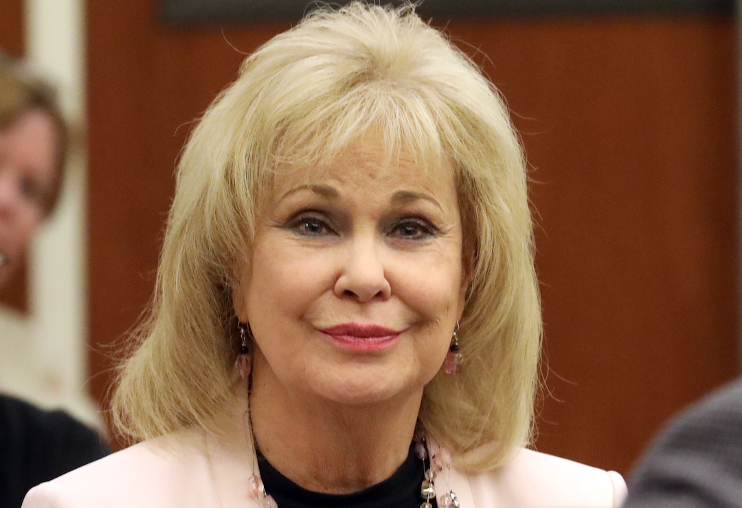 Salt Lake County Clerk Sherrie Swensen looks on during arguments in Third District Court Thursday Nov. 15, 2018, in West Jordan, Utah. A Utah judge has reserved a decision on a lawsuit in a tight House race filed by a Republican incumbent who is seeking to halt vote counting in a Democratic-leaning county that's key to the outcome. Judge James Gardner heard arguments Thursday in the lawsuit filed by U.S. Rep Mia Love, but ended the hearing without making a ruling. (AP Photo/Rick Bowmer, Pool)