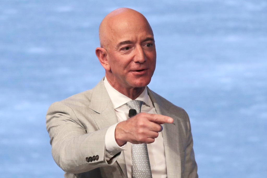 (Charles Krupa | AP file photo)

In this June 19, 2019, photo, Amazon founder Jeff Bezos speaks during the JFK Space Summit at the John F. Kennedy Presidential Library in Boston.