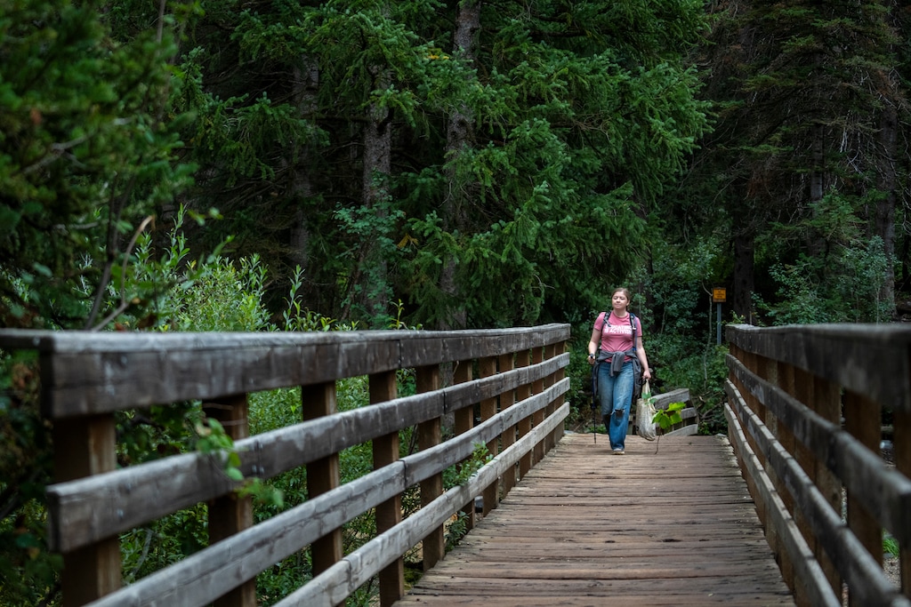 (Rick Egan | The Salt Lake Tribune) Kate Karman-Gates hikes the White Pine Trail in Little Cottonwood Canyon on Saturday, Aug. 29, 2026.